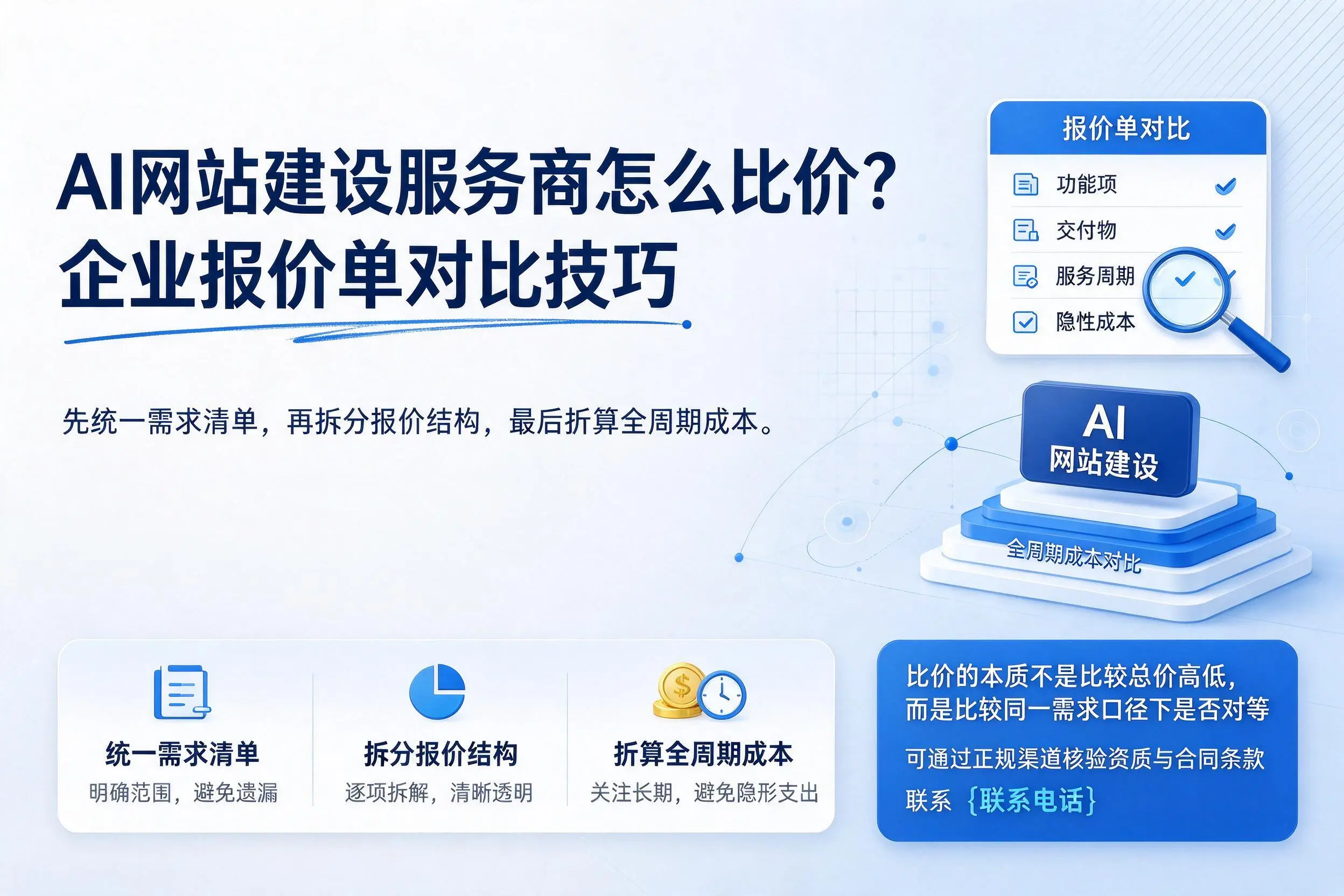 AI网站建设服务商怎么比价?上海企业报价单对比技巧