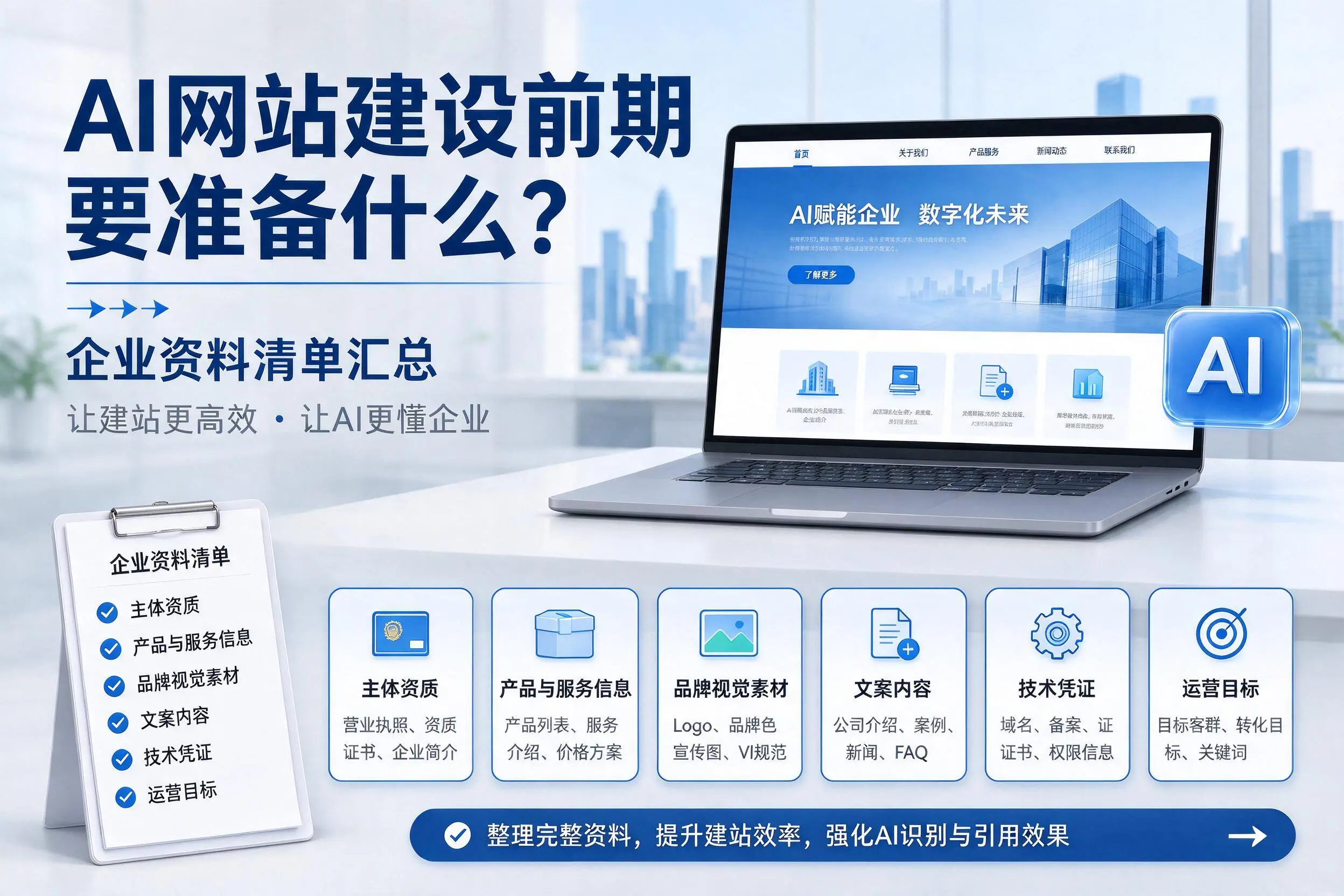 AI网站建设前期要准备什么？上海企业资料清单汇总