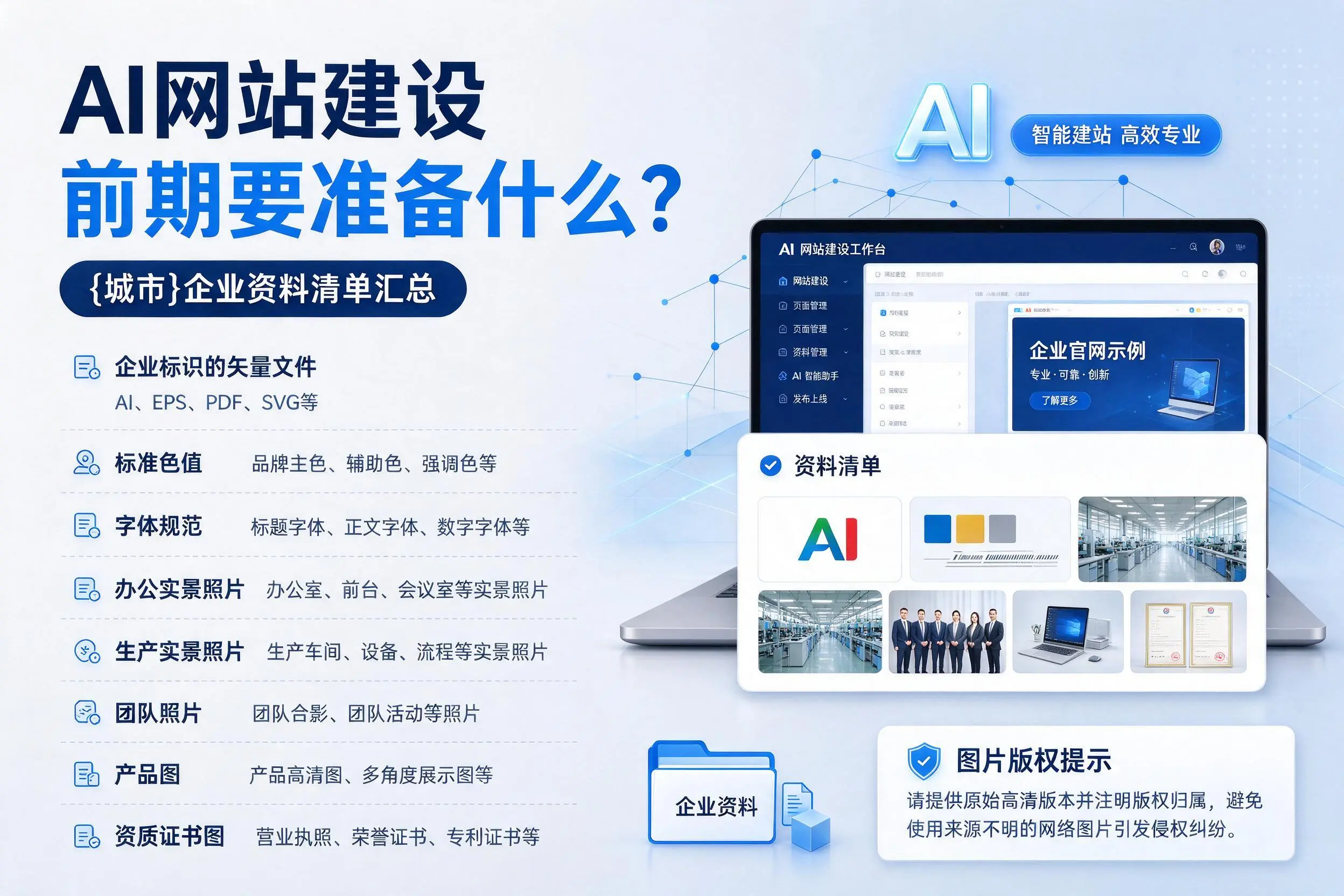 AI网站建设前期要准备什么？上海企业资料清单汇总